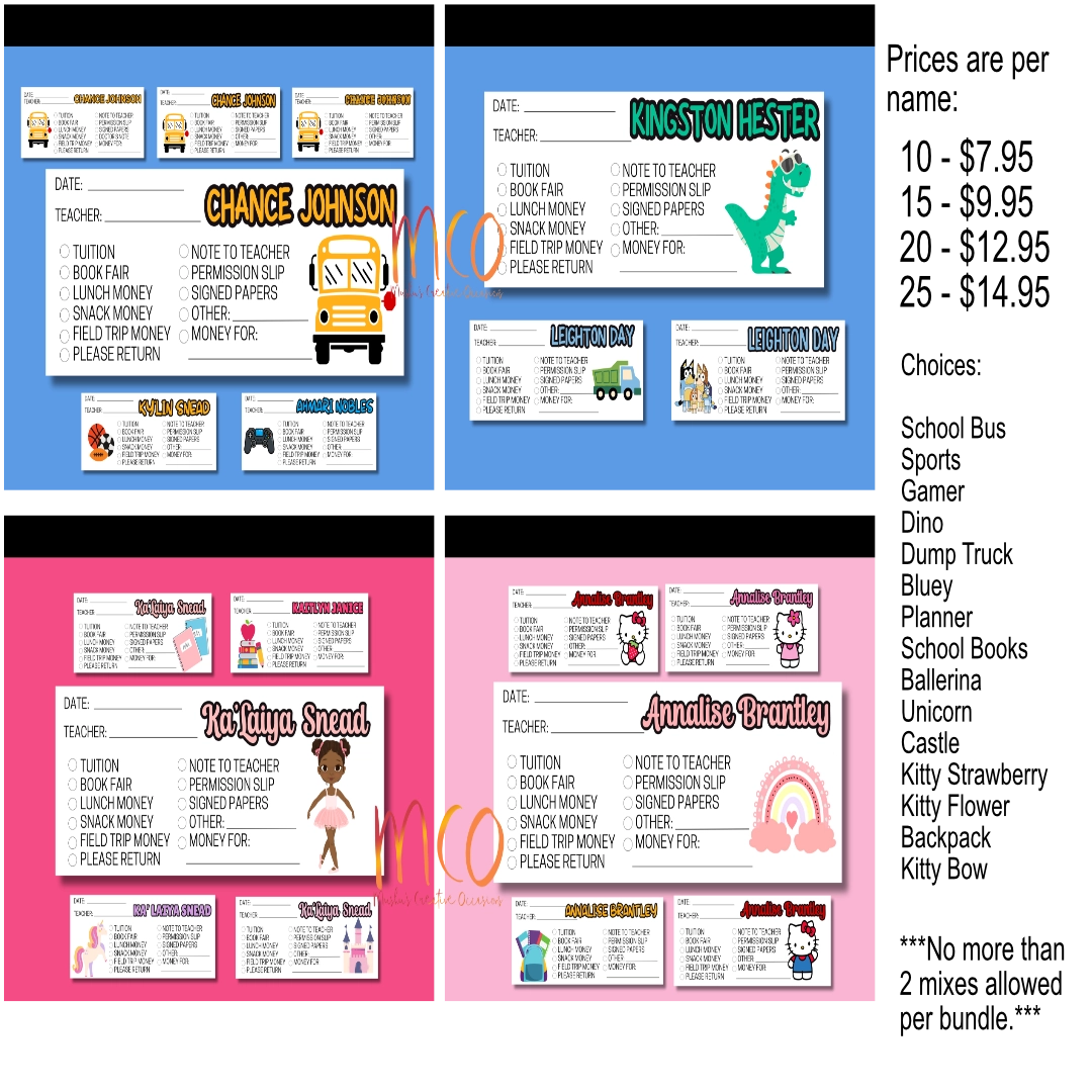 Customized School Envelopes